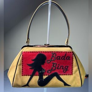 Vintage Isabella Fiore Faux Suede Shoulder Bag | “Bada Bing” Crystal Clutch